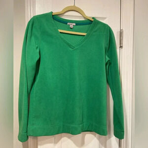 Old Navy Green V Neck Soft Fleece Long Sleeve Pullover Top Size S